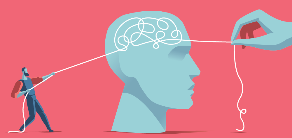 Zeichnung von verwirrten Fäden im Gehirn