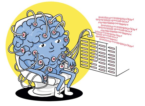 Darstellung eines Gehirns an Messgeräten