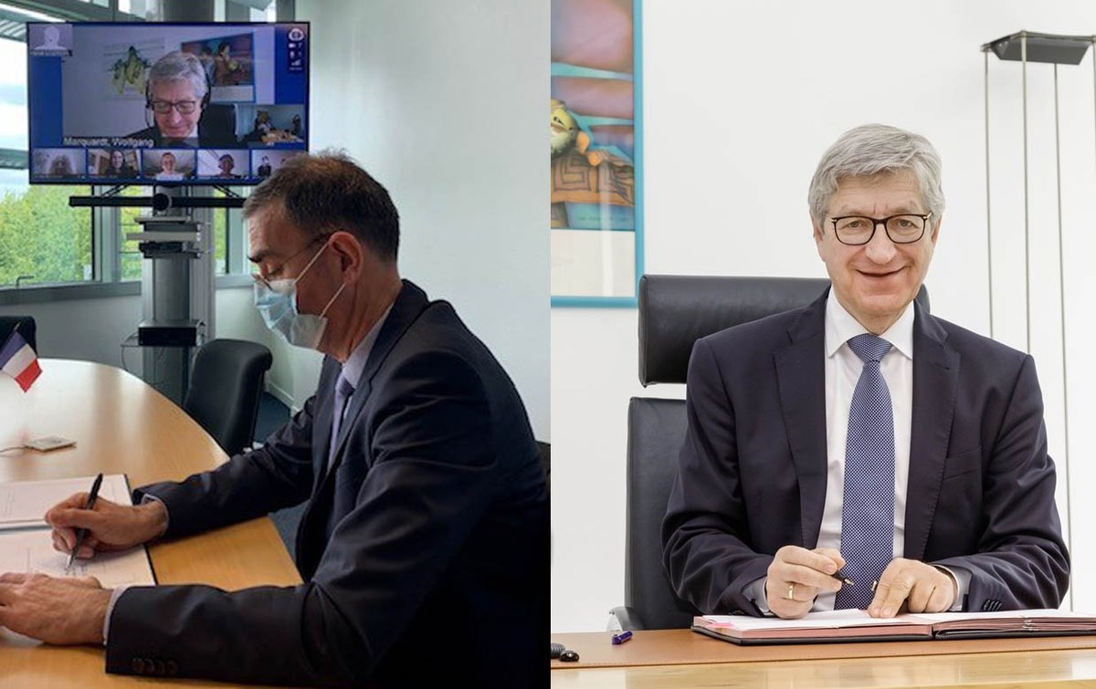 François Jacq und Prof. Wolfgang Marquardt bei der Unterzeichnung des Abkommens.