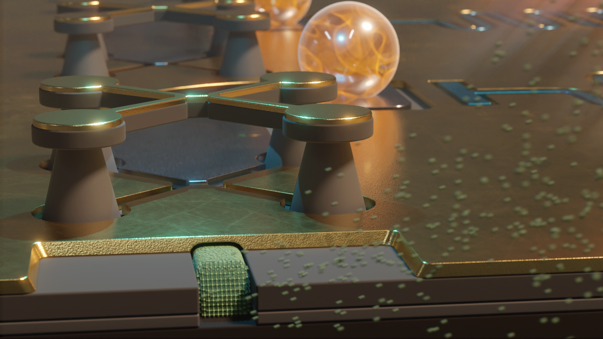 3D-Darstellung des Hybrid-Qubits auf Basis eines topologischen Isolators