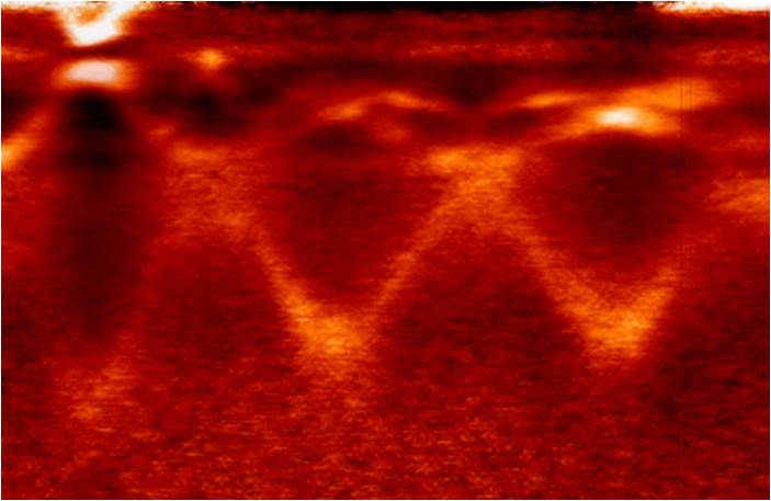 Schnitt durch die Elektronenverteilung im Inneren von Wolfram