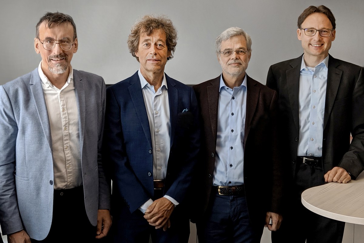 Prof. Dr. Rafal Dunin-Borkowski, Prof. Theo Rasing, Prof. Stefan Blügel, Prof. Mathias Kläui (v.l.n.r.)