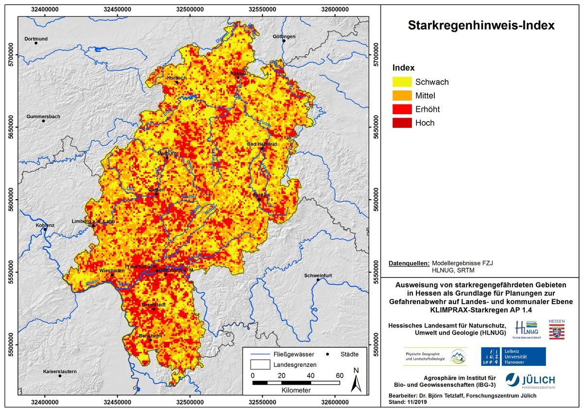 Karte Starkregen