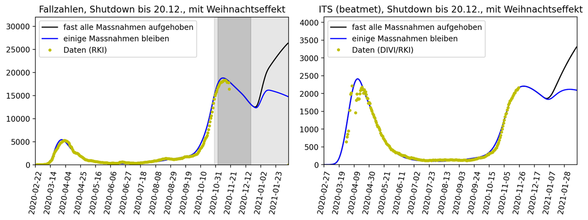 Täglich neu gemeldeten Fälle (mit Weihnachtseffekt)