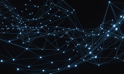 Ein Netzwerk aus leuchtenden Punkten und Linien vor einem dunklen Hintergrund. (Mistral: Pixtral Large 2411, 2026-03-17)