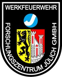 Ärmelabzeichen der Werkfeuerwehr des Forschungszentrums Jülich.