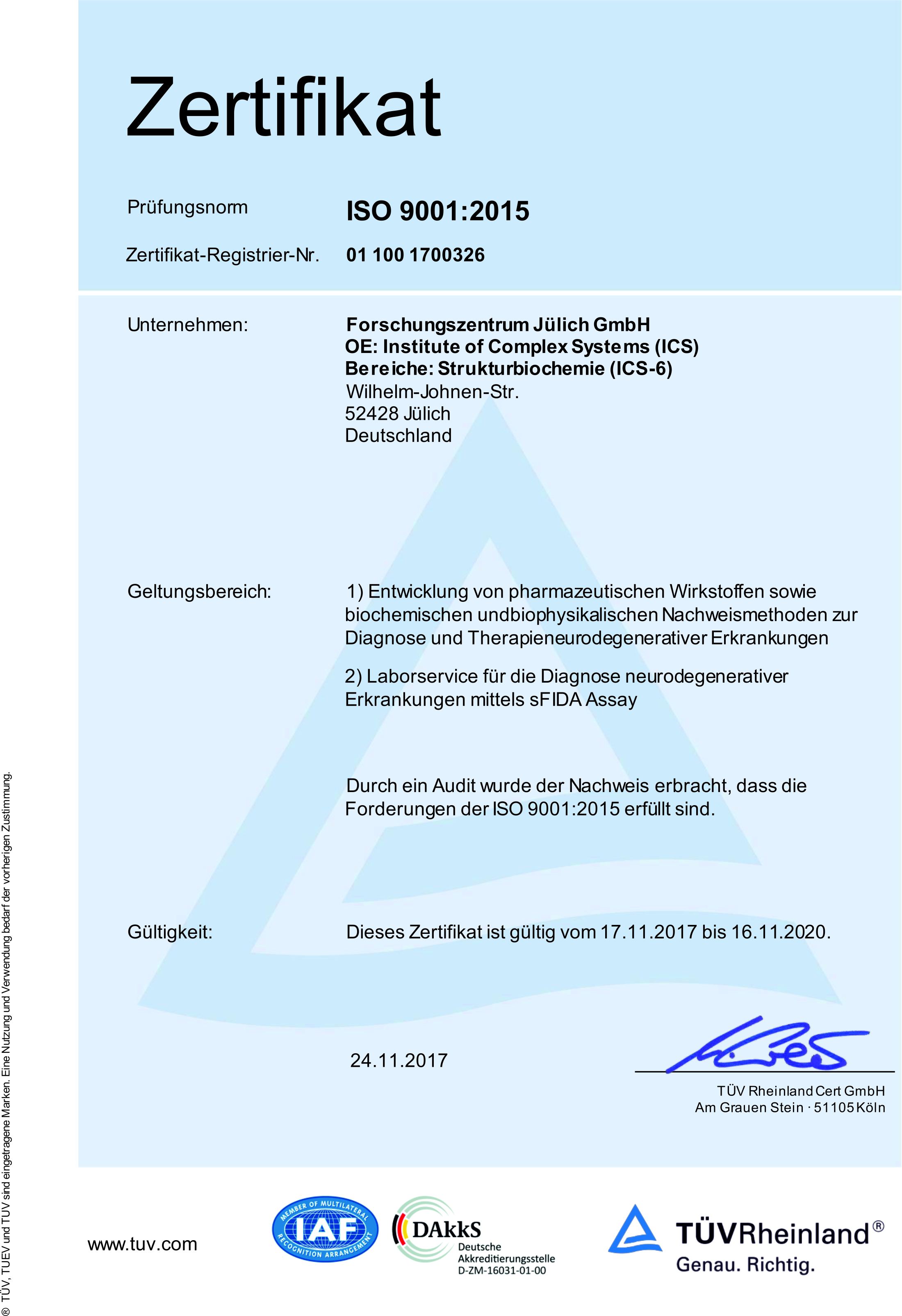 DIN ISO-Zertifikat