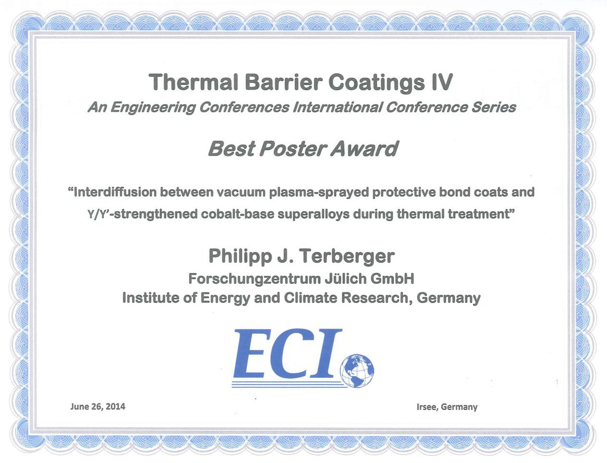 Urkunde Best Poster: Philipp J. Terberger