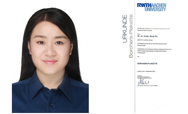 Dr. Meiqi Niu erhält Borchers-Plakette der RWTH Aachen