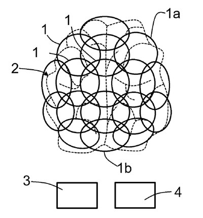 Ein komplexes Muster aus sich überlappenden Kreisen und ovalen Formen, darunter zwei einfache Rechtecke. (Mistral: Mistral Medium 3.5, 2026-10-14)