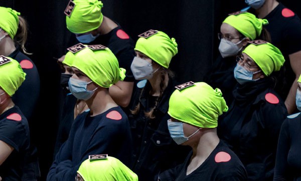 People with green hats