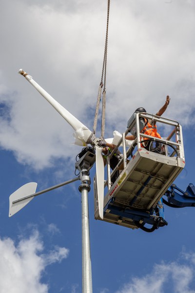LLEC-Demonstrator: ein Windrad auf dem Campus
