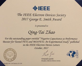 George Smith Preis für Qing-Tai Zhao