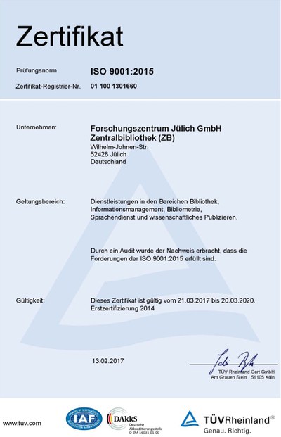 Zertifikat – ZB ISO 9001:2015