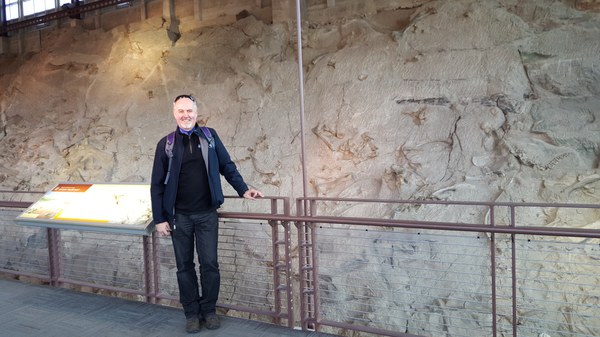 Visiting the Dinosaur Quarry at the Dinosaur National Monument near Vernal, Utah. The bones from over 500 dinosaurs have been found there. -- Picture by Bernd Mohr