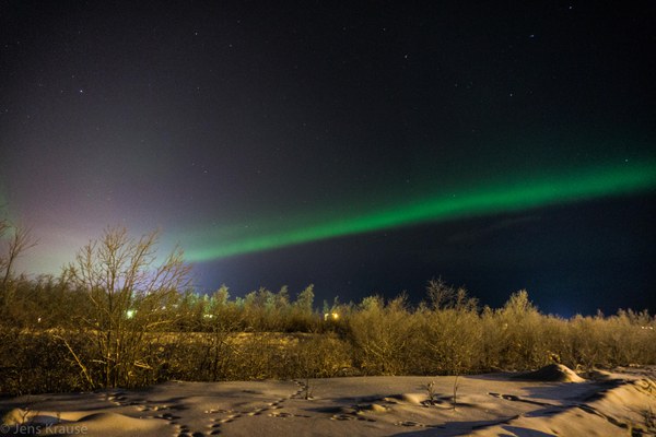 Aurora over Kiruna. Picture by Jens Krause, Johannes Gutenberg-University Mainz.