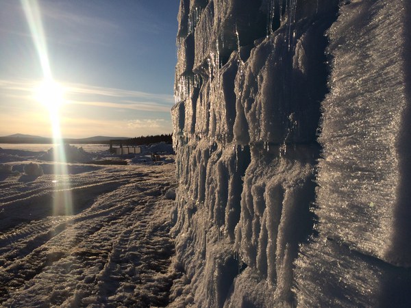 During a walk around the ice hotel