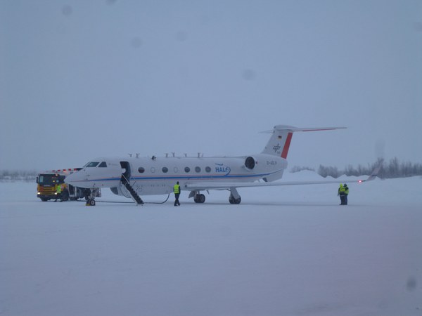 HALO on the apron before the flight has been cancelled.