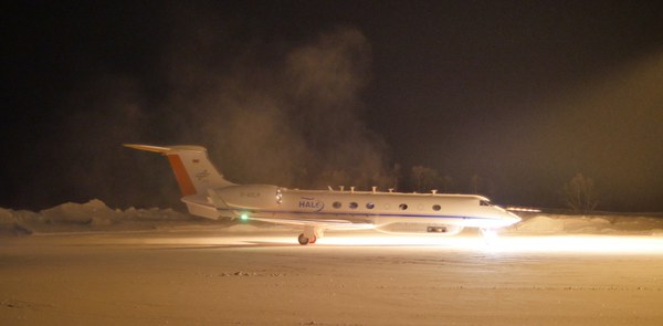 HALO approaching the Arena Arctica in Kiruna. Picture by Peter Preusse, FZJ