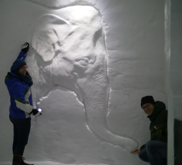 Elephant in one of the rooms inside the Icehotel. Picture by Peter Preusse, FZJ.