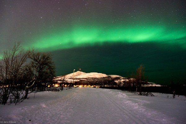 Aurora Borealis over Kiruna. Picture by Jens Krause, JGU Mainz.