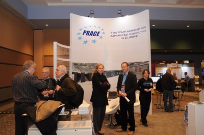 Hanna Kleimann and Thomas Eickermann at the PRACE booth.