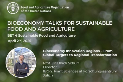 BioökonomieREVIER: Talk for Sustainable Food and Agriculture by FAO - 02.04.2025, 09:00 a.m. (German time), online