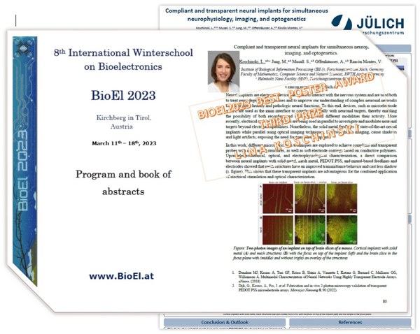 Poster presentation awards at the International Winter School on Bioelectronics (BioEL2023) in Kirchberg in Tyrol (Austria)