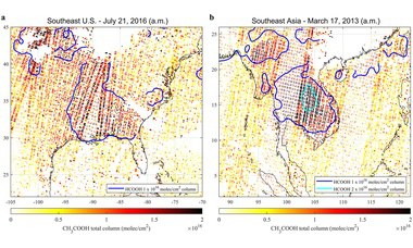 Spaceborne Measurements of Formic and Acetic Acids: A Global View of the Regional Sources