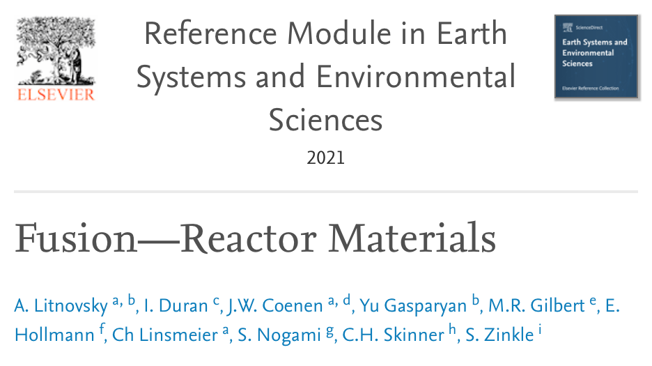 Kapitel über Fusionsreaktor-Materialien für die Enzyklopädie Kernenergie von Elsevier