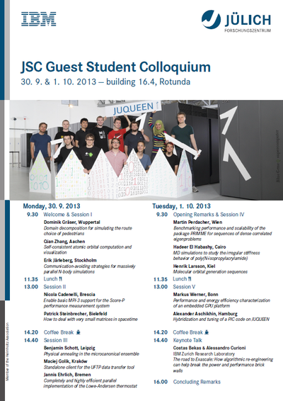 Poster announcing the 2013 guest student colloquium